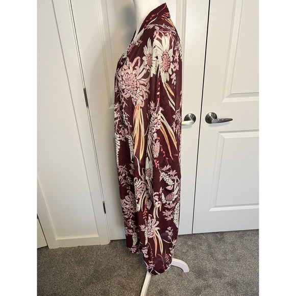 Free People Intimate Floral Duster Cover Up Open Front Lightweight Size Small S - Picture 11 of 16